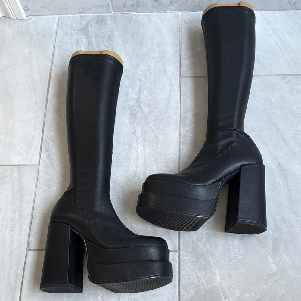 Steve Madden Cypress Black Platform Knee-High Boots